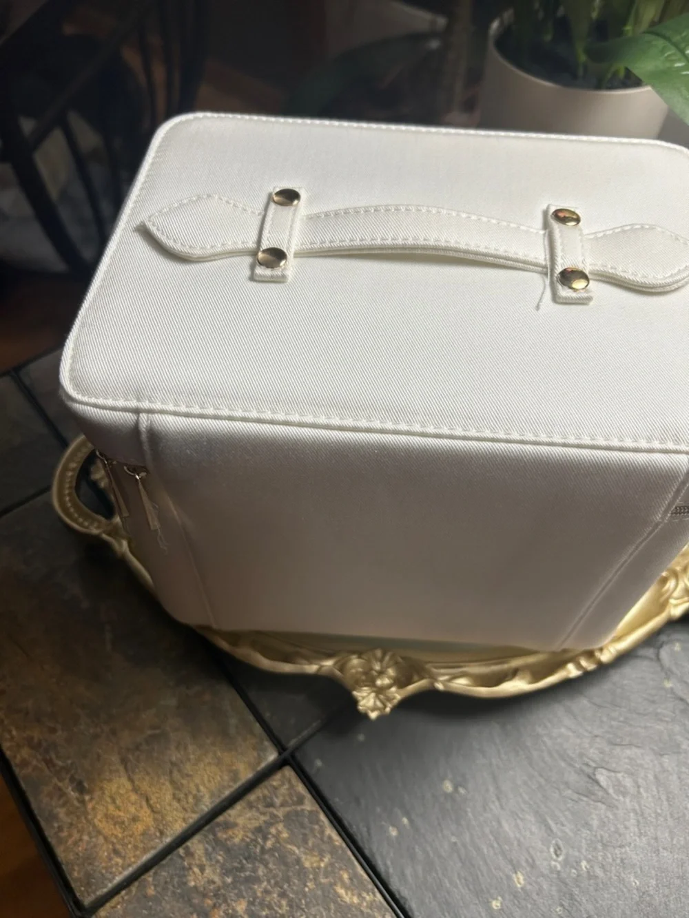 DIOR Cream Vanity Case with Gold Emblem - NEW - Picture 4 of 9